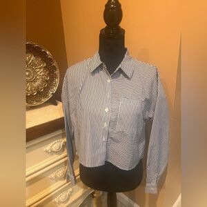 Cropped cotton Striped Button-Up Shirt